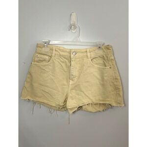Zara Beige Denim Shorts Women's Size 4 Frayed Hem High Waist‎ Casual